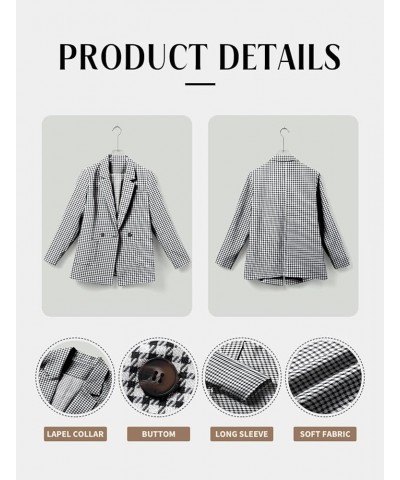 Womens Long Sleeve Casual Blazers Open Front Lapel Button Work Office Blazer Jackets 1-houndstooth $17.63 Blazers