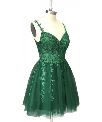 Spaghetti Strap Short Prom Dresses for Teens A Line Applique Tulle Homecoming Dress Olive $35.09 Dresses