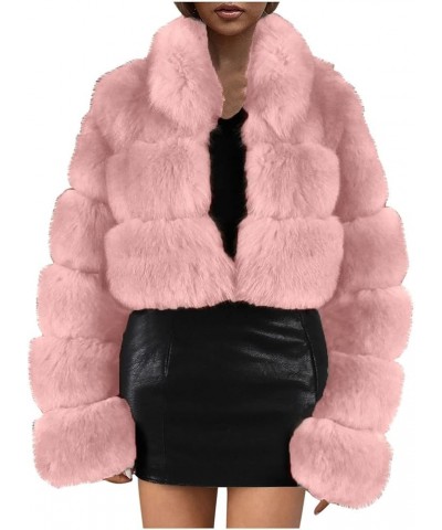 Women Fluffy Faux Fur Coat Cropped Jacket Short Coat Open Front Luxury Winter Warm Fuzzy Teddy Parka Outwear Hot Pink $18.98 ...