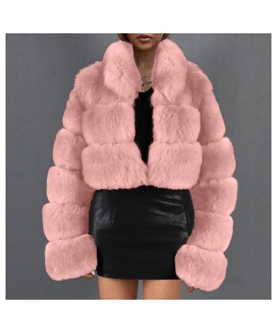 Women Fluffy Faux Fur Coat Cropped Jacket Short Coat Open Front Luxury Winter Warm Fuzzy Teddy Parka Outwear Hot Pink $18.98 ...