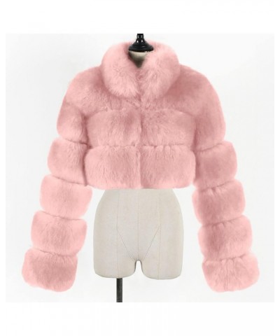 Women Fluffy Faux Fur Coat Cropped Jacket Short Coat Open Front Luxury Winter Warm Fuzzy Teddy Parka Outwear Hot Pink $18.98 ...