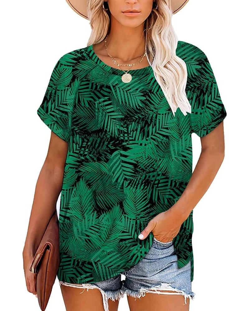 Womens Summer Tops Casual Short Sleeve Tee Side Split T Shirts E_22_floral $13.72 T-Shirts