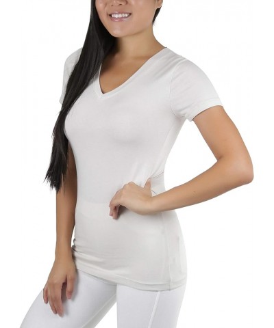 Women's Beautiful Wardrobe Classic Short Sleeve V-Neck T-Shirt Bone $8.29 T-Shirts