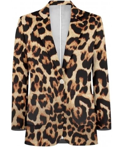 Dog Paw Women's Graphic Print Blazer Button Open Front Long Sleeve Jacket Leopard Print $20.39 Blazers