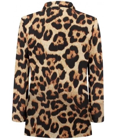 Dog Paw Women's Graphic Print Blazer Button Open Front Long Sleeve Jacket Leopard Print $20.39 Blazers