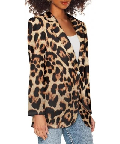 Dog Paw Women's Graphic Print Blazer Button Open Front Long Sleeve Jacket Leopard Print $20.39 Blazers