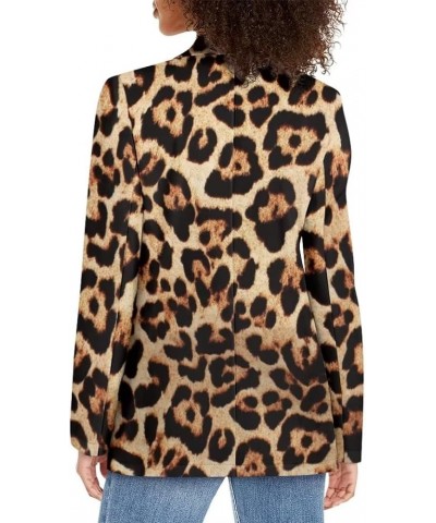 Dog Paw Women's Graphic Print Blazer Button Open Front Long Sleeve Jacket Leopard Print $20.39 Blazers