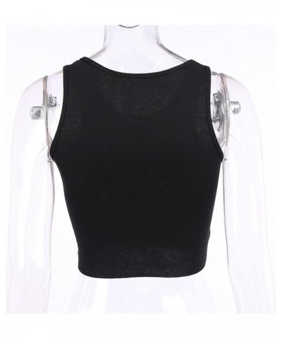 Goth Dark Bodycon Summer Women Tank Top Lace Camis Mesh V-Neck Crop Tops Sexy Goth Mouse Vest $12.15 Tanks