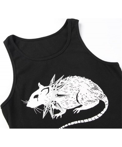 Goth Dark Bodycon Summer Women Tank Top Lace Camis Mesh V-Neck Crop Tops Sexy Goth Mouse Vest $12.15 Tanks