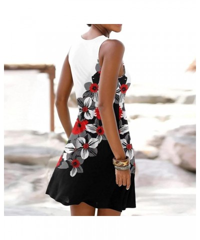 Summer Dresses for Women 2024 Vacation Keyhole Dress Sleeveless Flower Girl Dress Tropical Print Mini Tank Dress Red Shirt Dr...