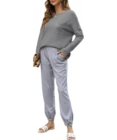 Women's Two Piece Sweatsuits Long Sleeve Knit Top Fall Winter Sweater Sets Oversized Tracksuits Lounge Sets 08-grey $10.00 Ac...