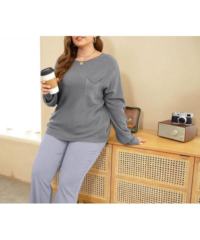 Women's Two Piece Sweatsuits Long Sleeve Knit Top Fall Winter Sweater Sets Oversized Tracksuits Lounge Sets 08-grey $10.00 Ac...