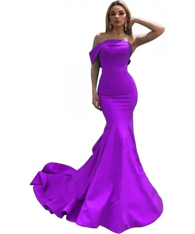 Women's One Shoulder Mermaid Evening Dresses Long Sweep Ruffles Prom Party Gowns Purple $36.12 Dresses