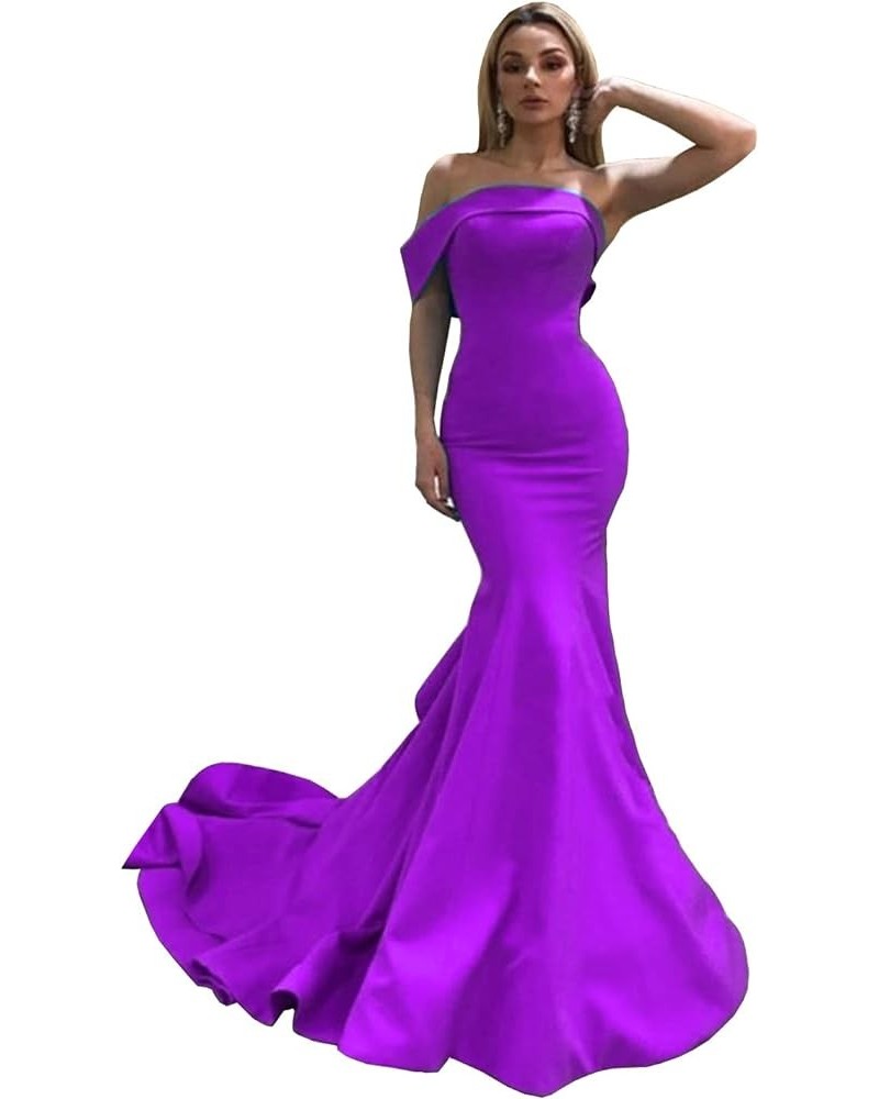 Women's One Shoulder Mermaid Evening Dresses Long Sweep Ruffles Prom Party Gowns Purple $36.12 Dresses