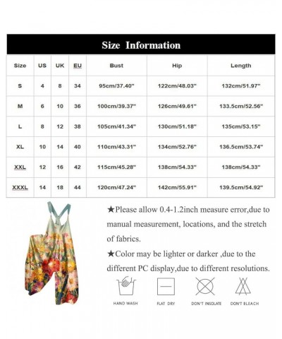 Summer Jumpsuits for Women, Womens Bohemia Overalls Floral Print Plus Size Casual Loose Sling Wide Leg Beach Rompers 02-white...