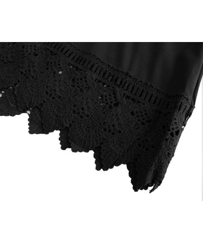 Plus Size Tops for Women Short Sleeve Tunic Shirt Lace Extender A Line O-Neck Swing Blouse Dressy L00 Black $10.25 Tops