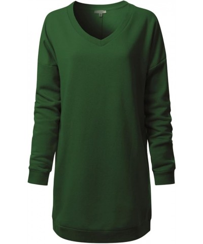 Women's Casual Oversized Fleece Pullover Sweatshirts Tunic Fall Outfits 2024 Y2K Winter Clothes Hunter Green (V-neck) $16.00 ...