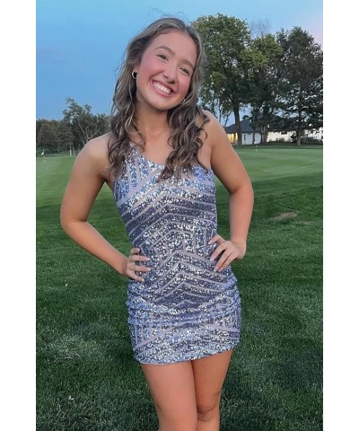 Women's Short Sequin Homecoming Dresses for Teens Tight V-Neck Prom Dress 2024 Cocktail Party Gwons B-silver $28.07 Dresses