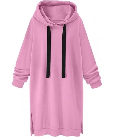 Oversized Long Hoodies for Women Solid Fleece Loose Fit Lounge Sweatshirts Drawstring Casual Comfy Hoodie Dress 7 Pink $10.99...