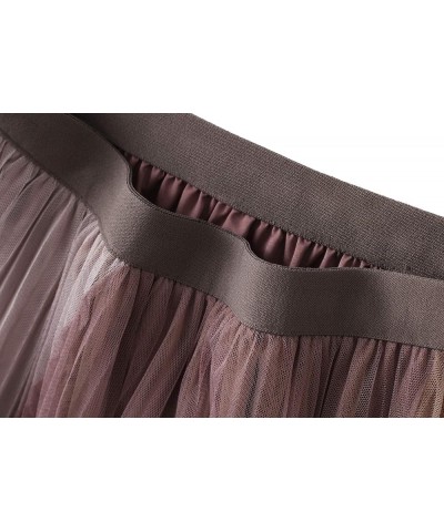 Women Tutu Tulle Skirt Elastic High Waist Layered Skirt Floral Print Mesh A-Line Midi Skirt Patchwork Pink $10.32 Skirts