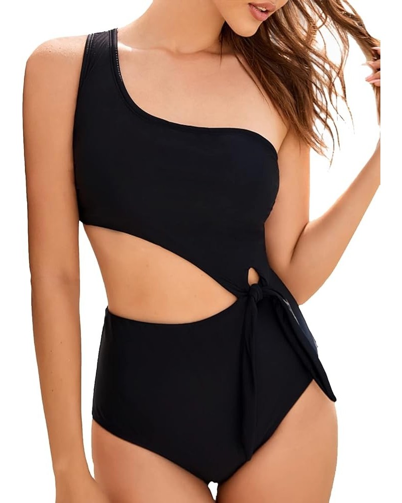 Women's Cutout One Piece Bathing Suit Tie Side Monokini Swimsuit Black $22.03 Swimsuits