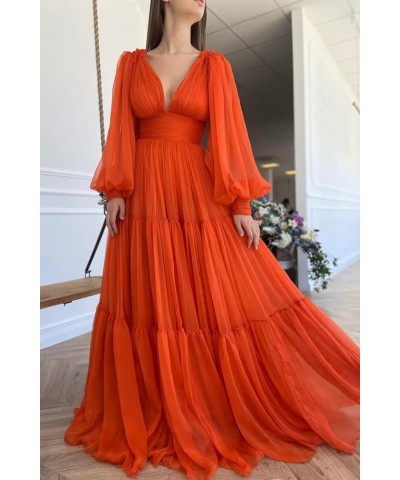 Long Puffy Sleeve Prom Dress Tulle Ball Gown for Women Wedding Dresses V Neck Formal Evening Gowns Burgundy $37.80 Dresses