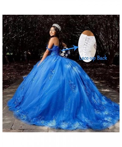 Tulle Quinceanera Dresses Ball Gown Lace Appliques Puffy Off Shoulder Long Princess Prom Dress for Women Black $64.19 Dresses