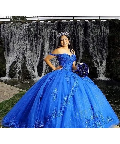 Tulle Quinceanera Dresses Ball Gown Lace Appliques Puffy Off Shoulder Long Princess Prom Dress for Women Black $64.19 Dresses