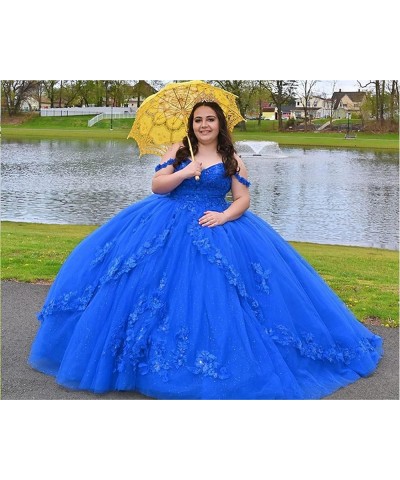 Tulle Quinceanera Dresses Ball Gown Lace Appliques Puffy Off Shoulder Long Princess Prom Dress for Women Black $64.19 Dresses