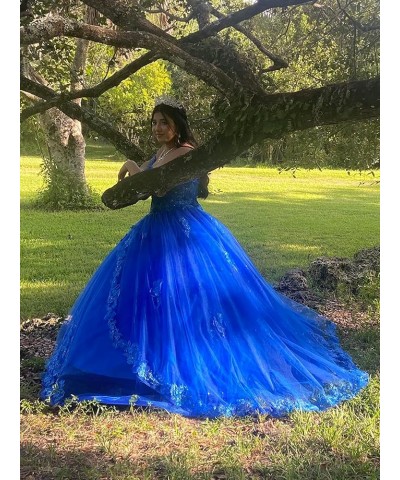 Tulle Quinceanera Dresses Ball Gown Lace Appliques Puffy Off Shoulder Long Princess Prom Dress for Women Black $64.19 Dresses