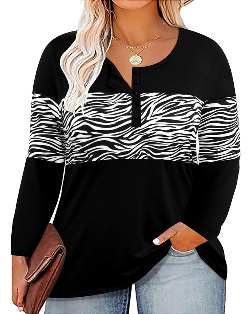 Plus Size Tops for Women Long Sleeve Fall Tunic Color Block Camo/Plaid/Leopard/Fall Blouse Crewneck Tshirt XL-5XL A61n-zerba ...