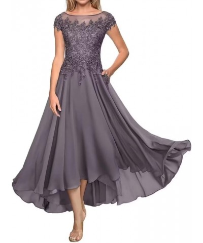 Lace Appliques Chiffon Mother of The Bride Dresses for Wedding Elegant A-Line Evening Gown Wedding Guest Formal Dress Grey $3...