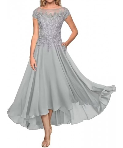 Lace Appliques Chiffon Mother of The Bride Dresses for Wedding Elegant A-Line Evening Gown Wedding Guest Formal Dress Grey $3...