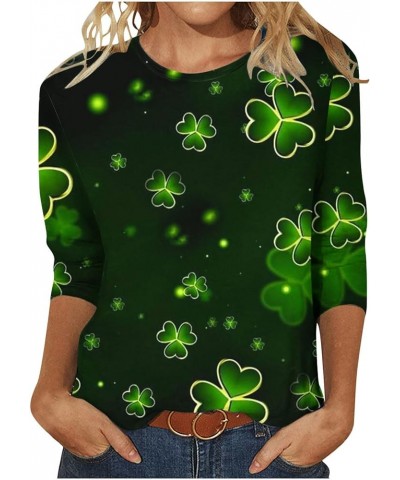 St Patrick's Day Shirts for Women Dressy Casual 3/4 Sleeve Tunic Tops Fashion Shamrock Clover Graphic Tees Crewneck Blouses 3...