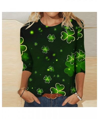 St Patrick's Day Shirts for Women Dressy Casual 3/4 Sleeve Tunic Tops Fashion Shamrock Clover Graphic Tees Crewneck Blouses 3...