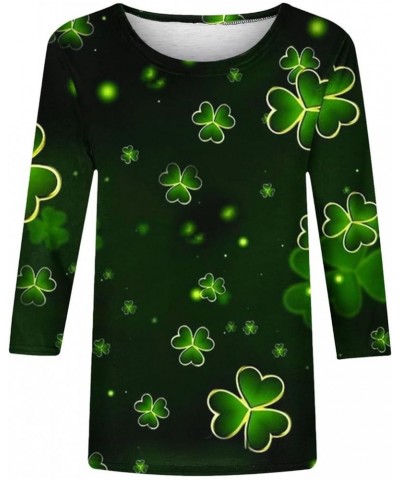 St Patrick's Day Shirts for Women Dressy Casual 3/4 Sleeve Tunic Tops Fashion Shamrock Clover Graphic Tees Crewneck Blouses 3...