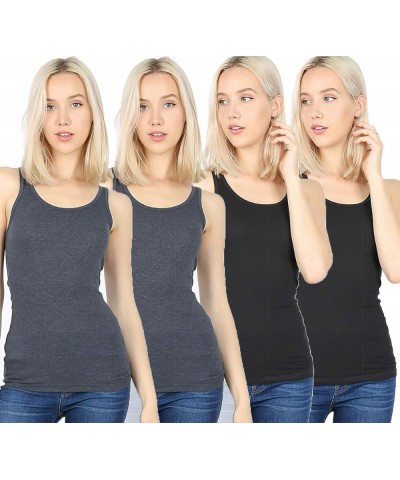 Outfitters 4 Pack Womens Basic Ribbed Racerback Tank Top Charcoal, Charcoal, Black, Black $11.69 Tanks