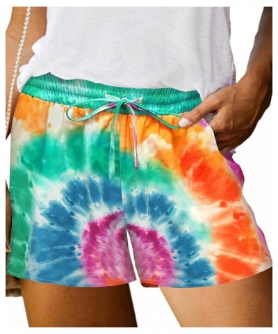 Plus Size Shorts for Women Drawstring Beach Shorts Pocketed Shorts Tie Dye/Leopard/Rainbow (XL-5XL) 689-sun Tie Dye $13.50 Ac...