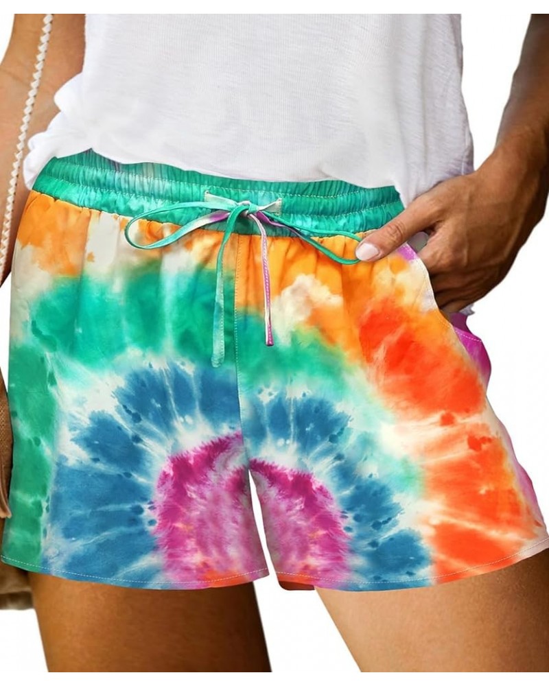 Plus Size Shorts for Women Drawstring Beach Shorts Pocketed Shorts Tie Dye/Leopard/Rainbow (XL-5XL) 689-sun Tie Dye $13.50 Ac...