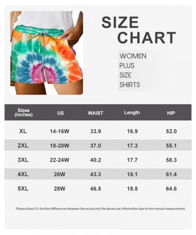 Plus Size Shorts for Women Drawstring Beach Shorts Pocketed Shorts Tie Dye/Leopard/Rainbow (XL-5XL) 689-sun Tie Dye $13.50 Ac...