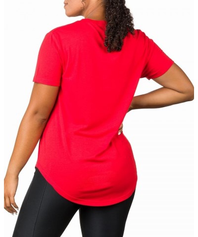 Plus Size Womens V Neck Collar T Shirt | Summer Top with Chest Pocket Solid Red $8.99 Tops