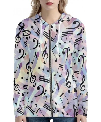 Zip up Trendy Hoodies for Women Novelty Graphic Long Sleeve Hooded with Pocket Sweatshirt Jacket Pullover XS-5XL Musical Note...