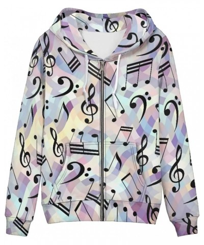 Zip up Trendy Hoodies for Women Novelty Graphic Long Sleeve Hooded with Pocket Sweatshirt Jacket Pullover XS-5XL Musical Note...