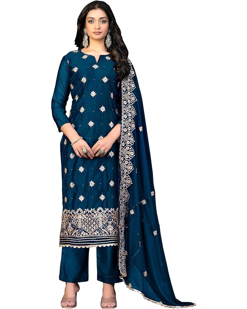 Indian Designer Embroidered Salwar Suit with Dupatta for Womens Regular & Occasional Wear Blue,29 $31.29 Suits