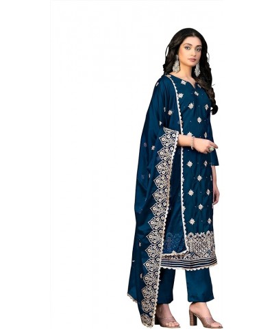 Indian Designer Embroidered Salwar Suit with Dupatta for Womens Regular & Occasional Wear Blue,29 $31.29 Suits