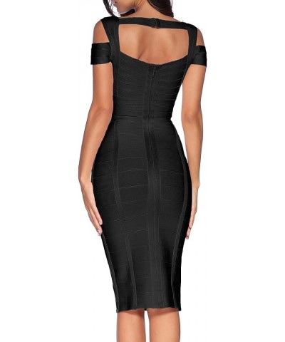 Womens's Spaghetti Strap Bandage Dresses Midi Bodycon Dress Clubwear Semi-Formal Dress Black $37.62 Dresses