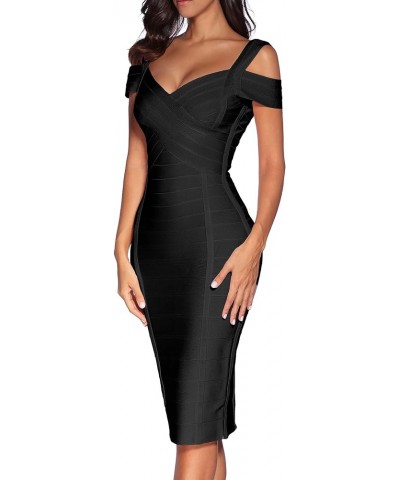 Womens's Spaghetti Strap Bandage Dresses Midi Bodycon Dress Clubwear Semi-Formal Dress Black $37.62 Dresses