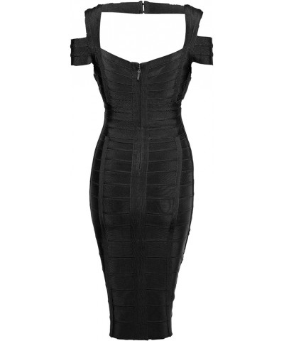 Womens's Spaghetti Strap Bandage Dresses Midi Bodycon Dress Clubwear Semi-Formal Dress Black $37.62 Dresses