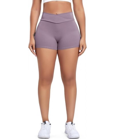 Scrunch Butt Lifting Shorts for Women with Pocket Cross High Waist Yoga Workout Booty Shorts Purple $15.95 Activewear