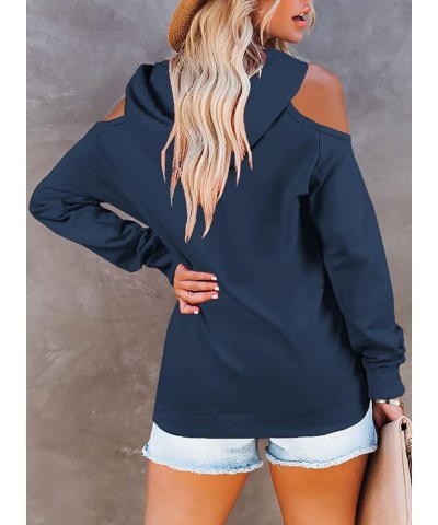 Women's Casual Long Sleeve Drawstring Hoodie Sweatshirts Pullover with Pockets 02-dark Blue $23.00 Hoodies & Sweatshirts